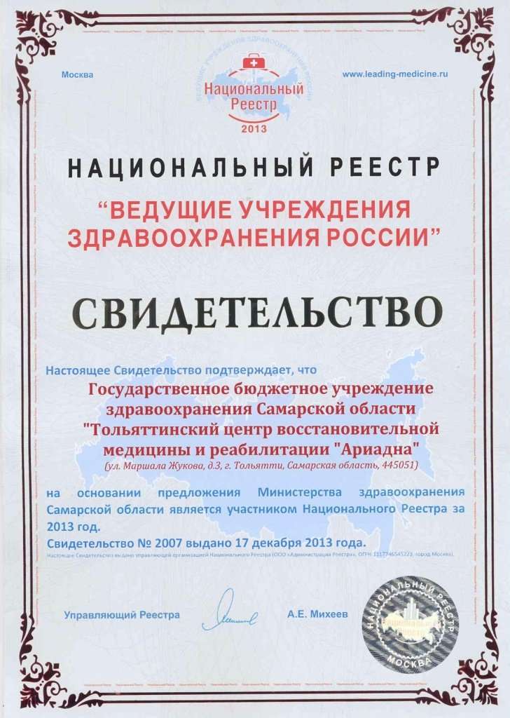 Национальный реестр ведущие учреждения здравоохранения России. Бюджетные учреждения тольятти